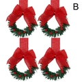 Set di 4 mini ghirlande natalizie per armadi con fiocchi di juta rossi e bacche - Nastro Rosso / Set di 4