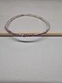 Sparkling silver tennis bracelet with pink-purple crystals in a single row elastic design - Silver-Pink