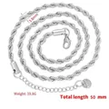 3.8mm stainless steel rope chain necklace with lobster clasp and twisted link detail - Necklace / White Gold