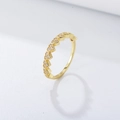 Elegant S925 sterling silver gold heart ring with micro-pave zirconia in a side view - US 5 / Gold