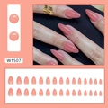 Set de 24 uñas postizas almendradas color rosa empolvado brillante en varios tamaños - Tipo de Pegamento / Naranja Coral Claro