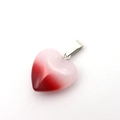 Pink gradient heart crystal pendant crafted with polished natural stone and metal clasp - White Jade Two-Tone Red