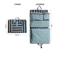 Blau-braun gestreifter, faltbarer Reiseorganizer mit mehreren Fächern und Netztaschen - 43.5x37.5cm / Blau-Kaffee Gestreift (4-in-1)