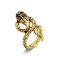 Anillo de serpiente cobra dorado antiguo en acero de titanio con escamas detalladas y acabado vintage - Talla 8 / Dorado