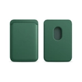 Dark green leather MagSafe magnetic card wallet for iPhone with precise stitching - Clover Green