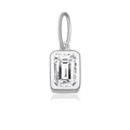 S925 sterling silver square pendant featuring emerald-cut clear zircon stone - Platinum-April