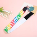 Rainbow gradient elastic wig band with white Love print and velcro closure - LOVE Rainbow Print White