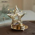 Golden star iron candle holder with cutout vine patterns for Christmas decor - Five-Pointed Star Style (Without Candle)