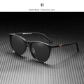 Polarized sunglasses in bright black frame with dark gray lenses and red green stripes - Bright Black / Dark Gray Lens