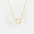 Minimalist S925 sterling silver necklace with gold plated circular pendant and small diamond - Letter O