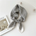 Classic black and white striped silk scarf with geometric pattern and smooth satin finish - White Striped Weave