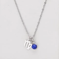 Virgo zodiac necklace in silver finish featuring a dark blue birthstone pendant - Silver-Virgo