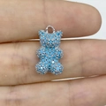 Ciondolo a forma di orso blu cielo con micro zirconi e chiusura argentata per gioielli - Tono Platino Turchese