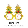 Hollow gold glitter Christmas tree decorative glasses for festive holiday party accessories - Golden Hollow Double Tree Decorative Glasses
