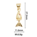Detail of 18k gold plated fish pendant with pink stone showing 27.3mm x 11.6mm dimensions - Fish Pink Eye