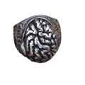 Anello vintage in acciaio inossidabile a forma di cervello con scritte gotiche laterali - US 7 / Color Acciaio