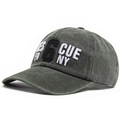 Gorra de béisbol de algodón lavado verde oliva con bordado 3D de RESCUE NY 6 - Ajustable / Verde Militar