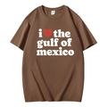 T-shirt en coton marron avec imprimé I Love the Gulf of Mexico et coupe ample - Café