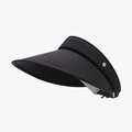 Foldable black ice silk sun visor with wide brim and adjustable strap for UV protection - Adjustable / Black