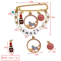 Detailed size specifications for gold Angel pin with evil eye and fashion charms - ANGEL Letter Lipstick High Heels Flower Style (BE1728RD00)
