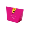 Rose red gift bag with 'you're the Best' text and yellow cartoon tag on white background - Rose Red
