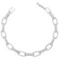Modernes vergoldetes Messing-Kettenarmband mit Zirkonia-Mikropflaster und Gliederdesign - Weißgold