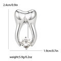 Spilla a forma di dente in argento con diamante per accessori moda medicale - Argento