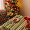 Christmas tablecloth with reindeer and snowflake patterns in red and green festive design - Green Christmas Gift