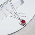 Collana in argento con ciondolo a goccia rossa e zirconi, lungezza 40cm+5cm - Rosso