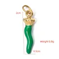 Green Italian cornicello charm with golden crown for necklace and bracelet jewelry - BXGPJ126-Green Italian Horn Pendant