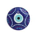 Round blue glass evil eye pendant with colorful dotted art for DIY jewelry making - Style 05