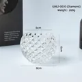 Portavelas de vidrio ámbar con relieve de diamante, de 8 cm de ancho por 6 cm de alto - Diamante grande