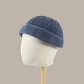 Berretto docker in cotone lavato blu vintage con bordo arrotolato e fori di sfiato - Adulto (56-60cm) / Blu navy
