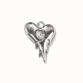 Melting heart silver alloy pendant featuring a liquid fluid design and clear heart zircon - White Gold Tone