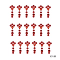 Detail view of ET-20 red rhinestone face jewels with teardrop and round diamond shapes - ET-20 Red Combined Rhinestone