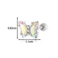 Iridescent butterfly cartilage stud earring in silver finish with ball screw back - 3# Silver Iridescent Butterfly Style