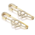 Golden heart-shaped safety pin brooch with sparkling white rhinestones on white base - 9# Gold Double Heart 5.5*1.3cm