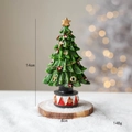 Mini-Harz-Weihnachtsbaum mit Goldstern und Volksstil-Basis auf Holzscheibe, 14cm Höhe - Kleiner Weihnachtsbaum