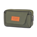 Men's army green canvas waist bag with multi-zipper compartments for outdoor sports - Green Horizontal 3 Layers
