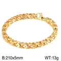 Gold stainless steel floral link bracelet with 210mm length and 5mm width - Gold Bracelet (20cm*5mm)
