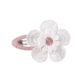 Pink fabric wrapped hair clip with white embroidered daisy flower for girls - Style 11-Pink Woven Heavy Embroidery Flower BB Clip