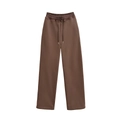 Detailed view of dark brown joggers featuring an elastic waistband and matching drawstring - S / Dark Brown Pants