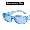 Fashionable minimalist rectangular sunglasses with transparent blue frames and lenses - Transparent Blue