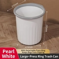 Large pearl white trash can with gray retaining ring for kitchen and office use - Large (1 Pack) / Pearl White