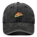 Cappellino da baseball in cotone lavato grigio scuro con ricamo pizza colorato - Regolabile / Nero