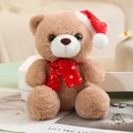 Ours en peluche de Noël marron avec bonnet rouge et écharpe à motifs de flocons - Style A Écharpe Flocon de Neige / Fauve
