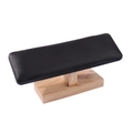 Manicure nail hand rest with black leather cushion and vintage beech wood base - Black