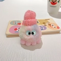 Kleurrijke pluche octopus sleutelhanger met roze gebreide muts voor tassen - Kleurrijke Octopus-Roze