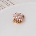 Detail of sunflower clasp with pink and white cubic zirconia for jewelry making - 05# 14K Gold Single Row (14*20mm)