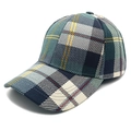 Klassische Baseballkappe mit buntem Karomuster und gebogenem Schirm für Damen und Herren - M (56-58cm) / Grün